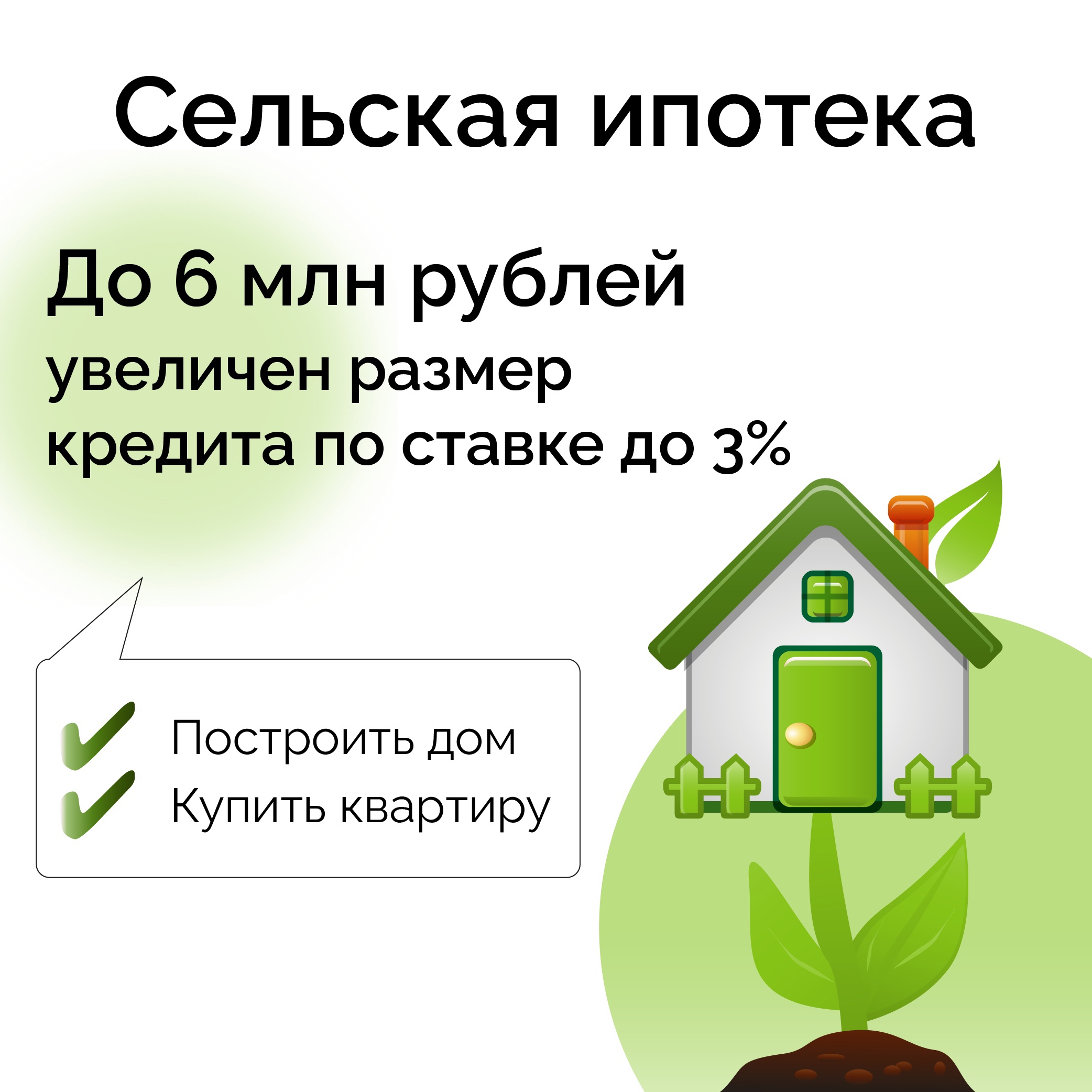Льготная сельская ипотека выросла вдвое.